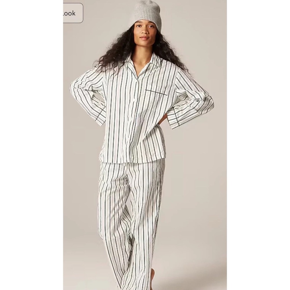 J. Crew Cotton poplin‎ long-sleeve pajama Set Navy White Stripe XS New With Tag